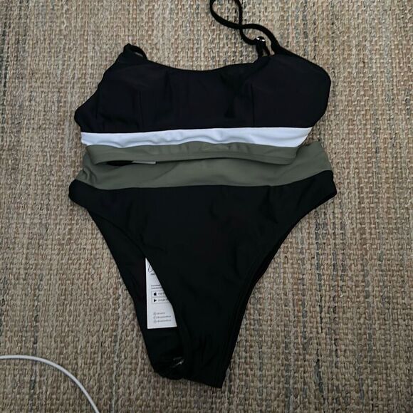 Alegria Colorblock Bralette & High Waist Bikini Set - Picture 2 of 3